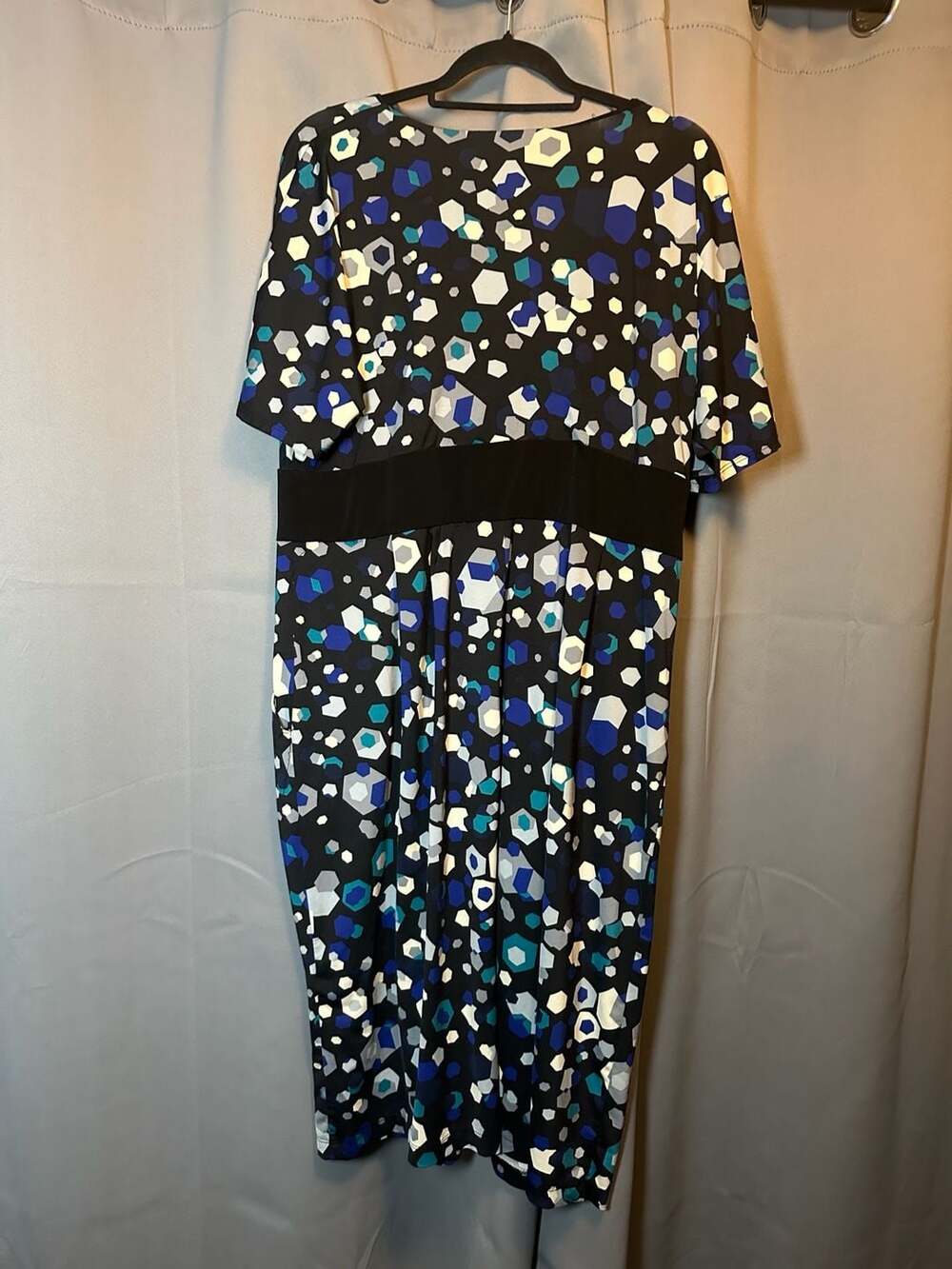 Jessica London Women Plus Size 16W Blue Geometric Midi Dress - Picture 6 of 8